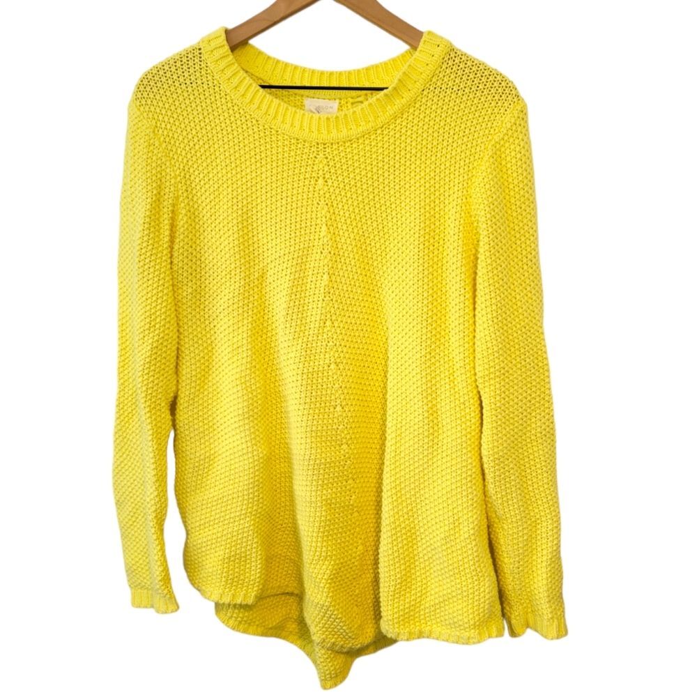 Caslon Yellow Open Knit Sweater Size Medium